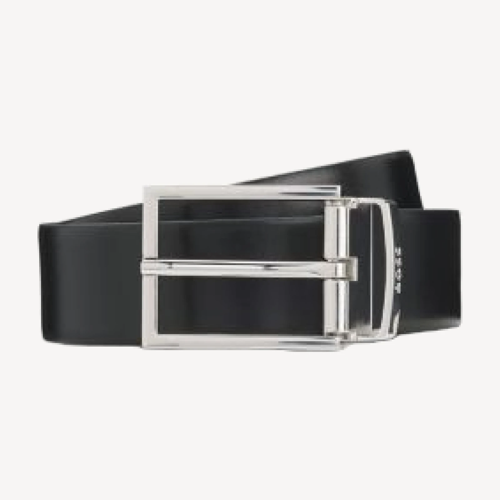 Boss Men's Otano Polished Silver Leather Belt