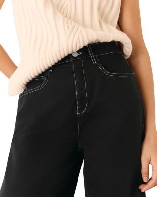 Whistles Contrast Stitch Barrel Leg Jeans in Black/White, photo 3