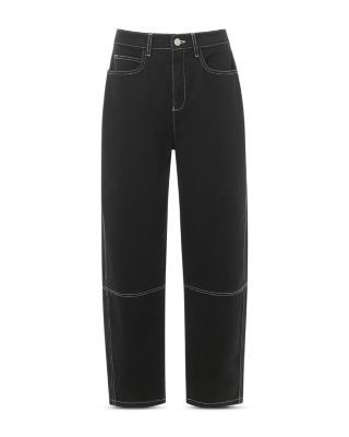 Whistles Contrast Stitch Barrel Leg Jeans in Black/White, photo 5