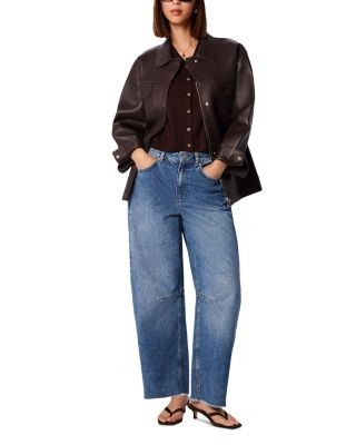 Whistles Authentic Mid Rise Raw Hem Barrel Jeans in Denim, photo 2