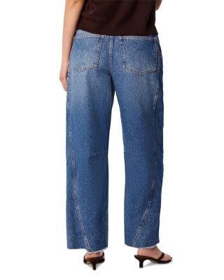 Whistles Authentic Mid Rise Raw Hem Barrel Jeans in Denim, photo 3