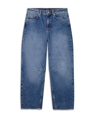 Whistles Authentic Mid Rise Raw Hem Barrel Jeans in Denim, photo 5