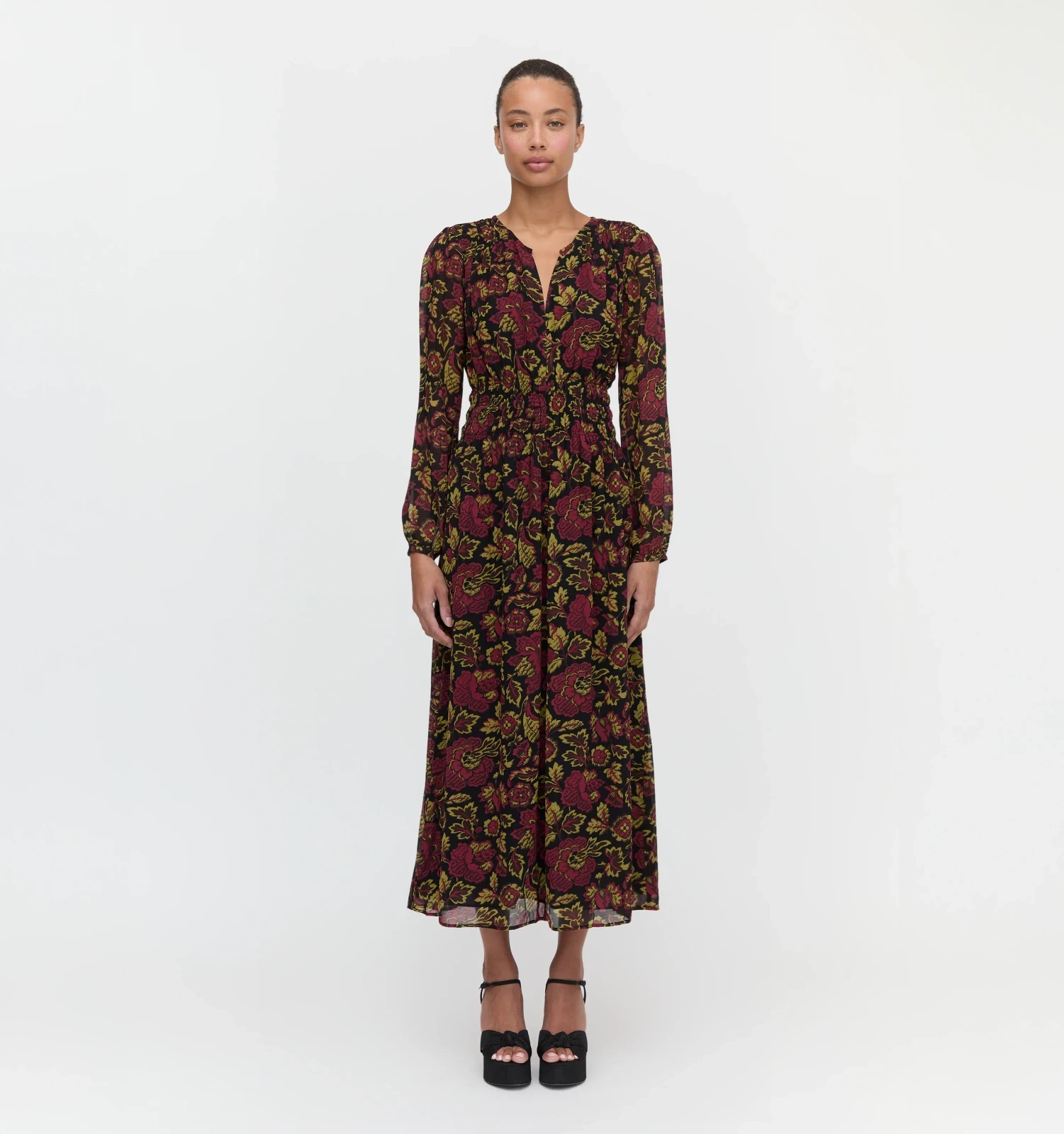 The Rosely Dress - Black Palampore Floral