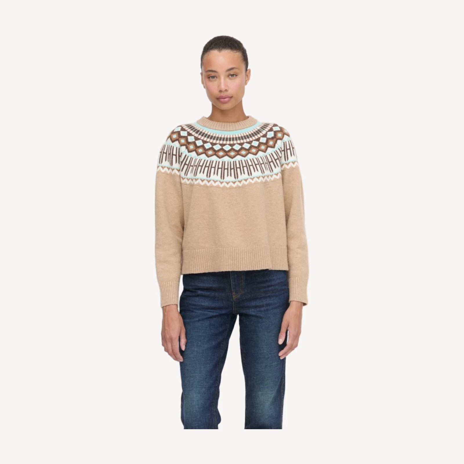 The Klaire Sweater - Camel Fair Isle