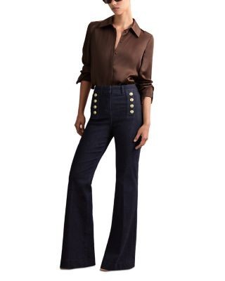 Reiss Petites Athena Flared Leg Jeans In Dark Blue, photo 6