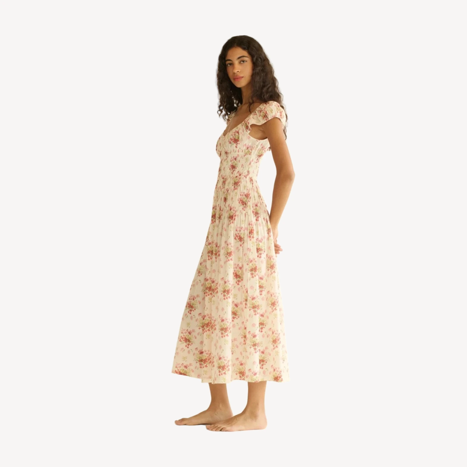QUINETTE DRESS -- IVORY LANTANA FLORAL