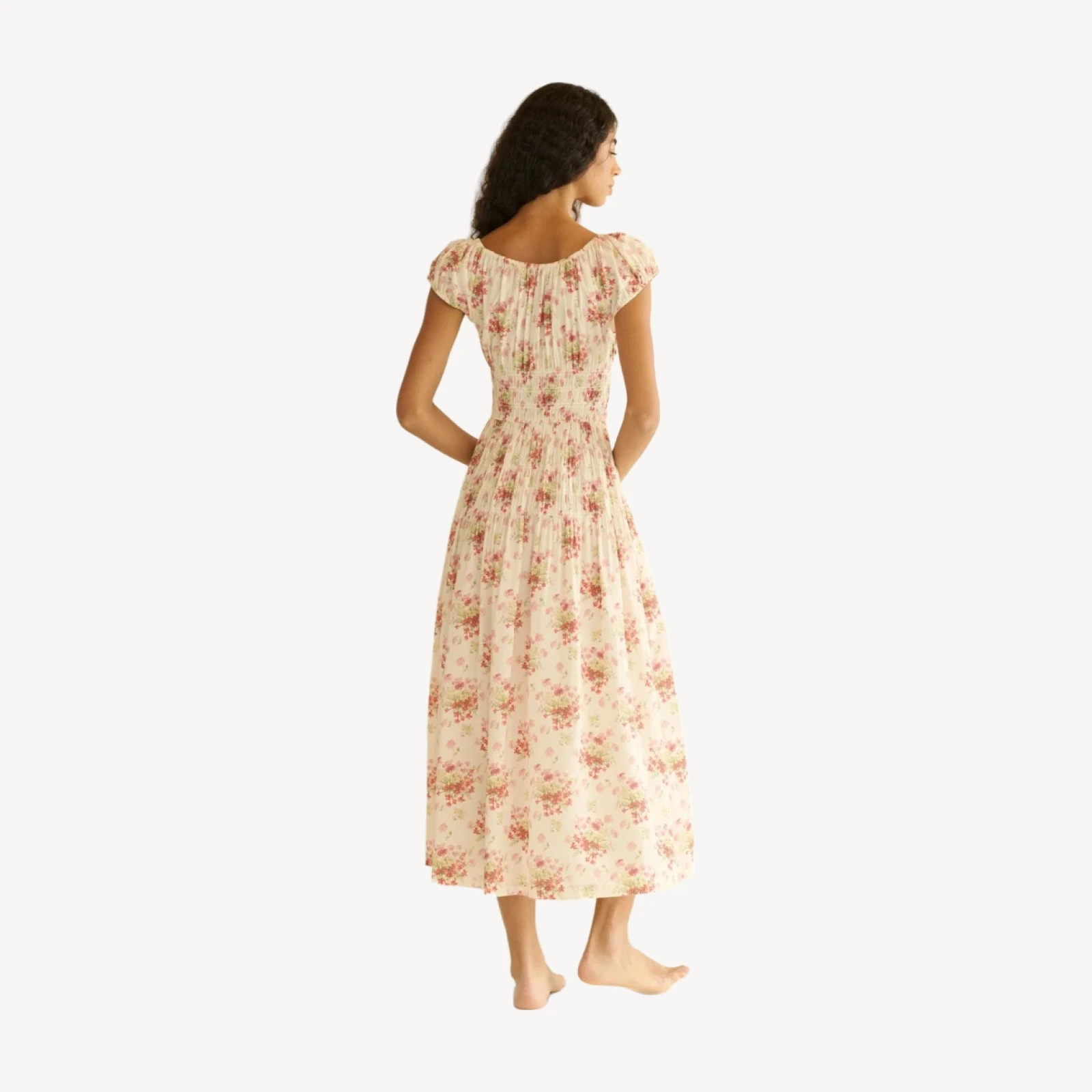 QUINETTE DRESS -- IVORY LANTANA FLORAL