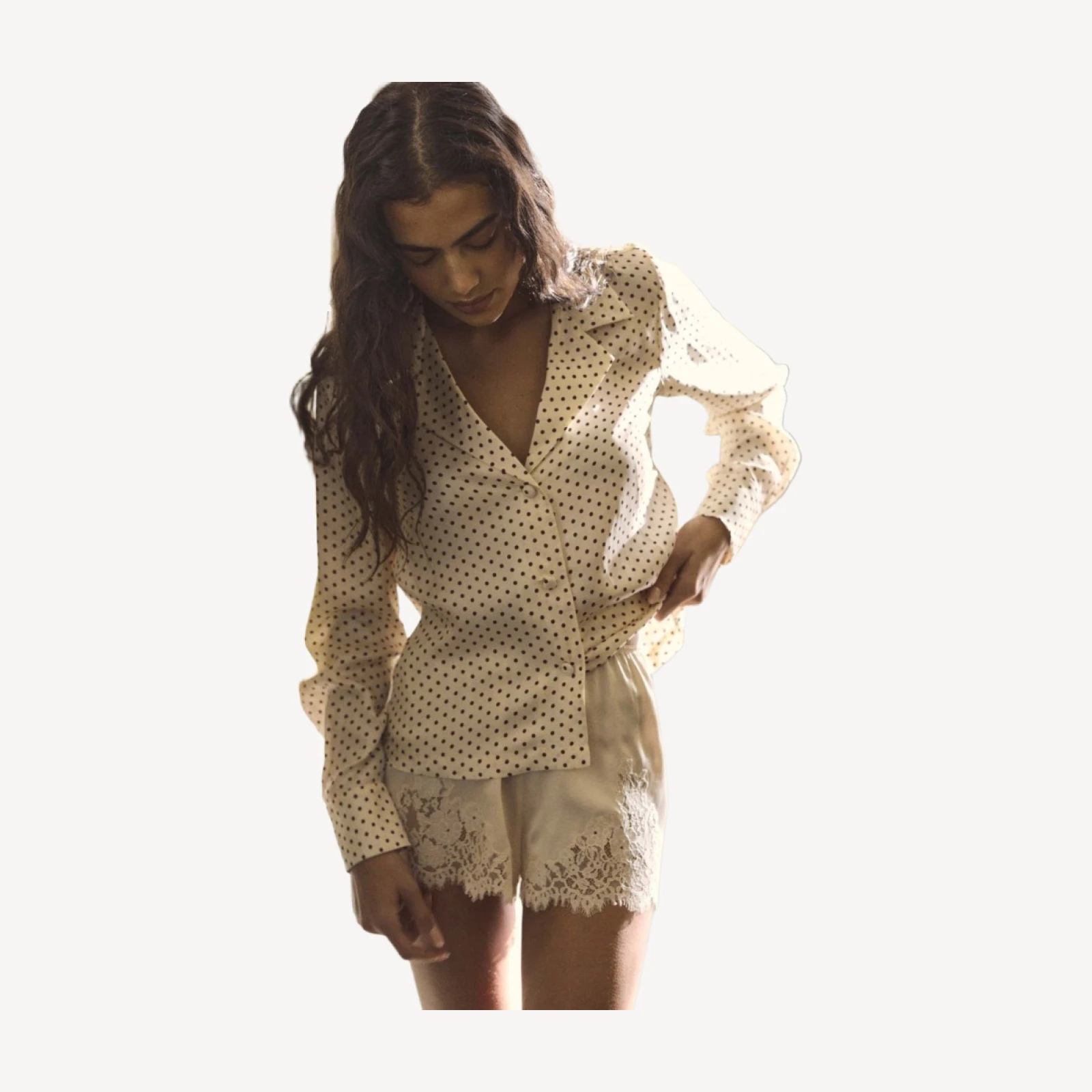 ELENE TOP -- CRÈME PORTIA DOT