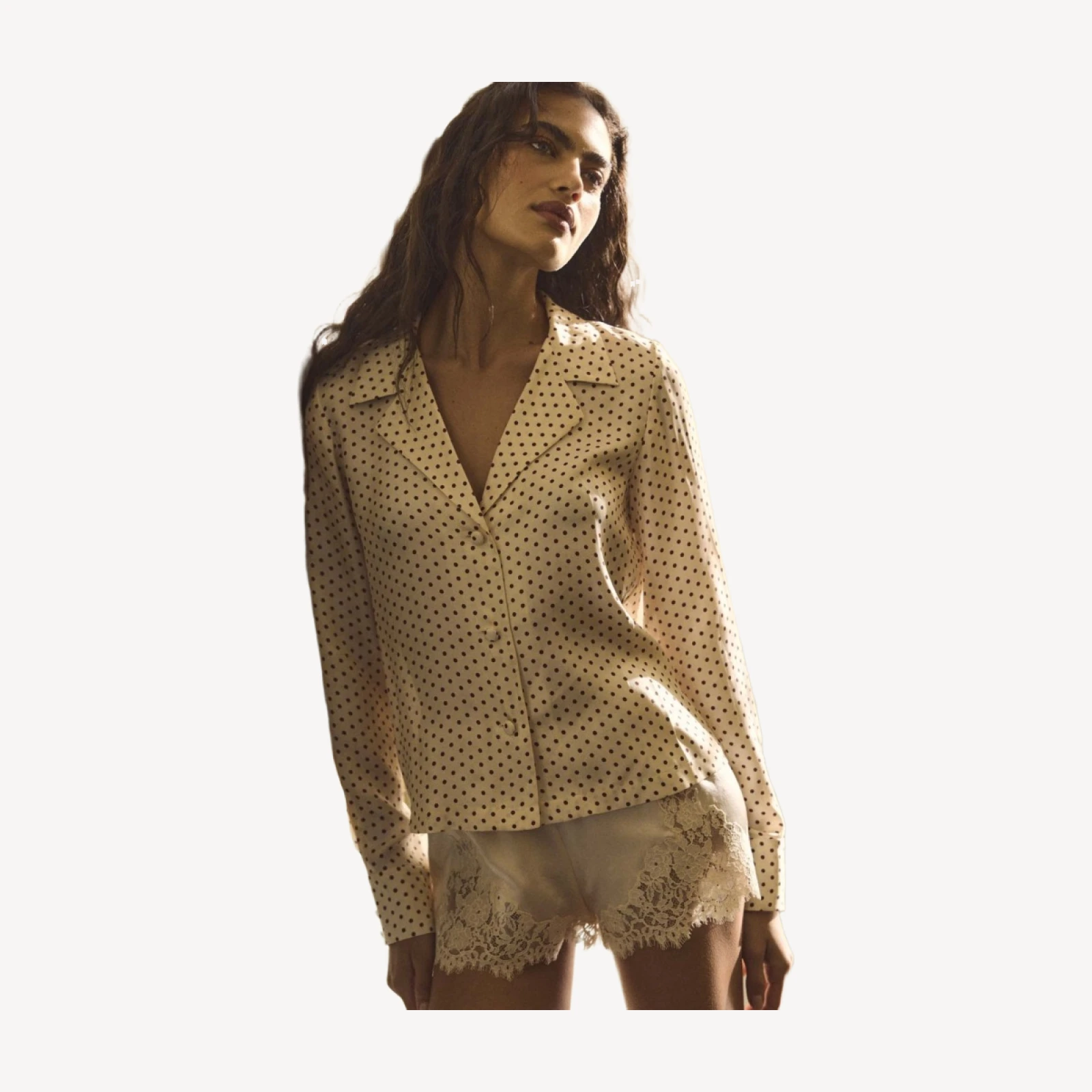 ELENE TOP -- CRÈME PORTIA DOT