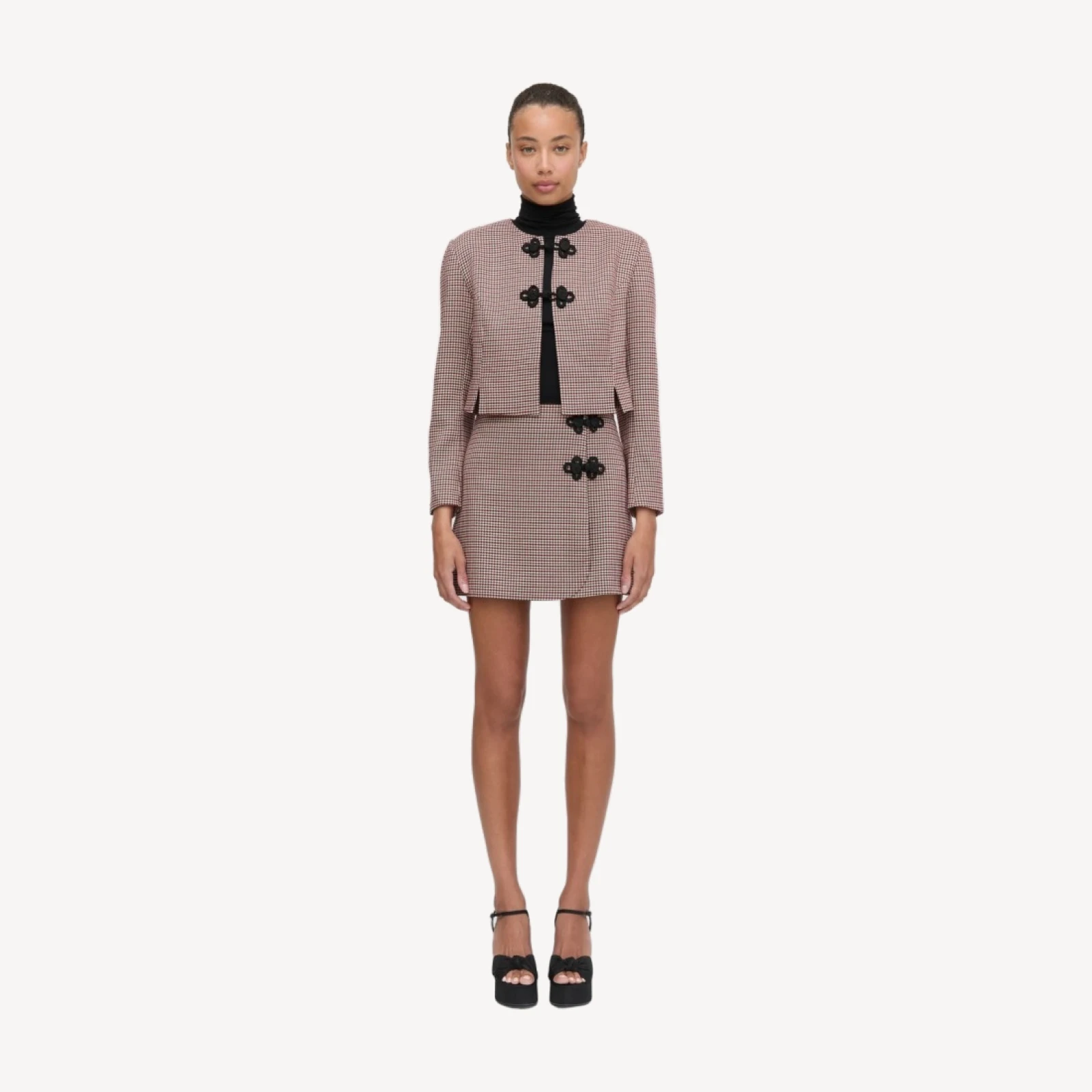 The Melody Skirt - Burgundy Holmes Houndstooth