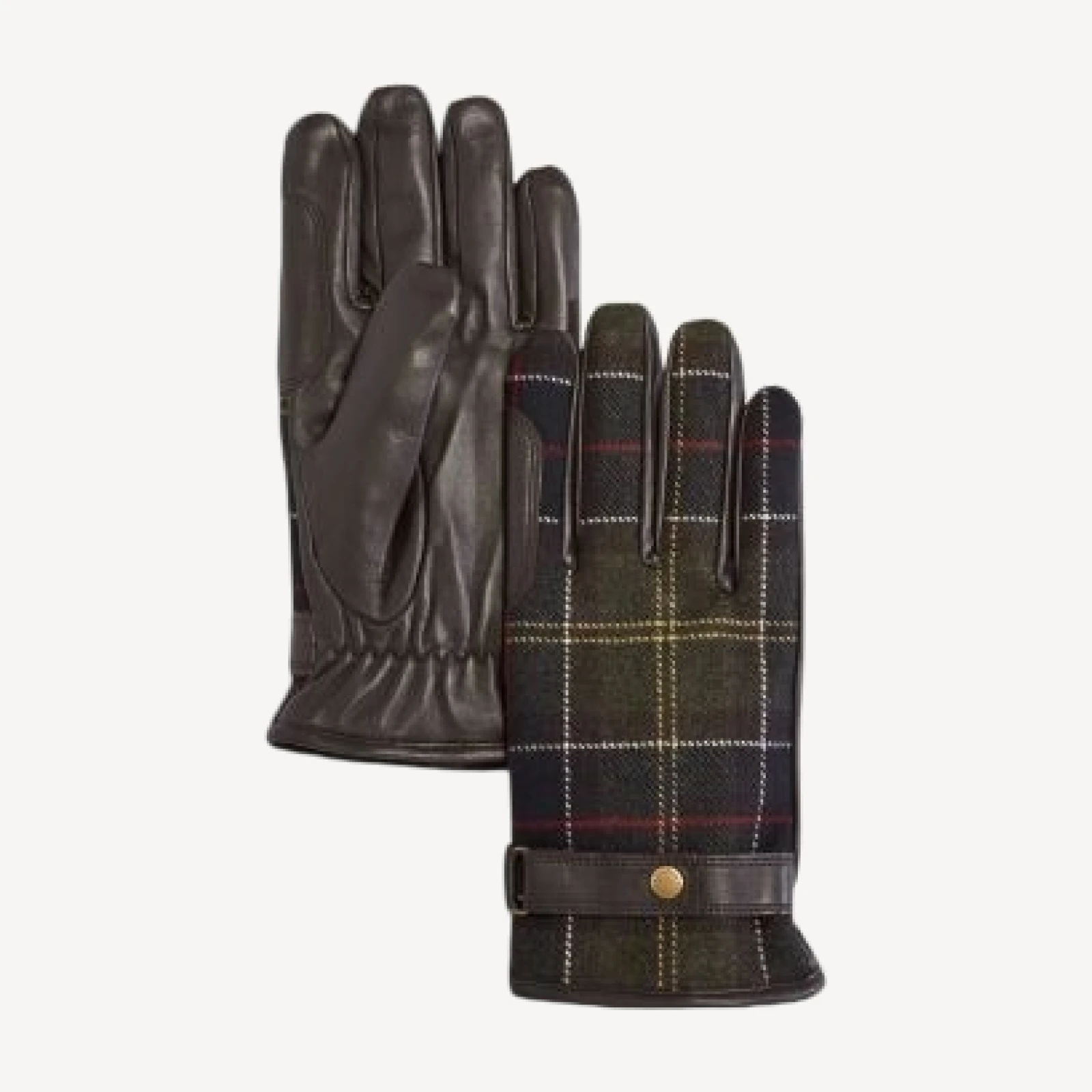 Barbour Newbrough Tartan Wool & Leather Gloves