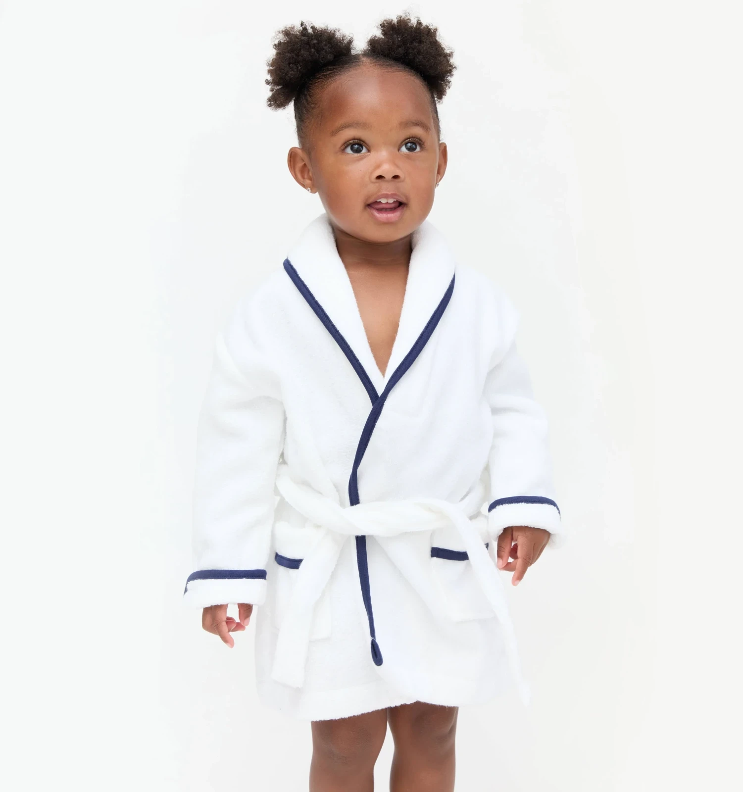 The Tiny Hotel Robe - White/Navy