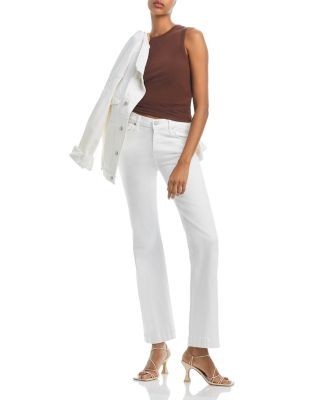 7 For All Mankind Slim Illusion Dojo High Rise Wide Leg Jeans in Luxe White