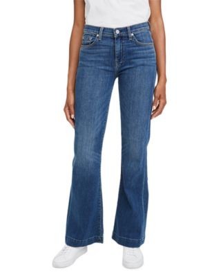 7 For All Mankind Dojo Mid Rise Wide Leg Trouser Jeans in Medium Melrose