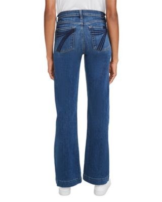 7 For All Mankind Dojo Mid Rise Wide Leg Trouser Jeans in Medium Melrose