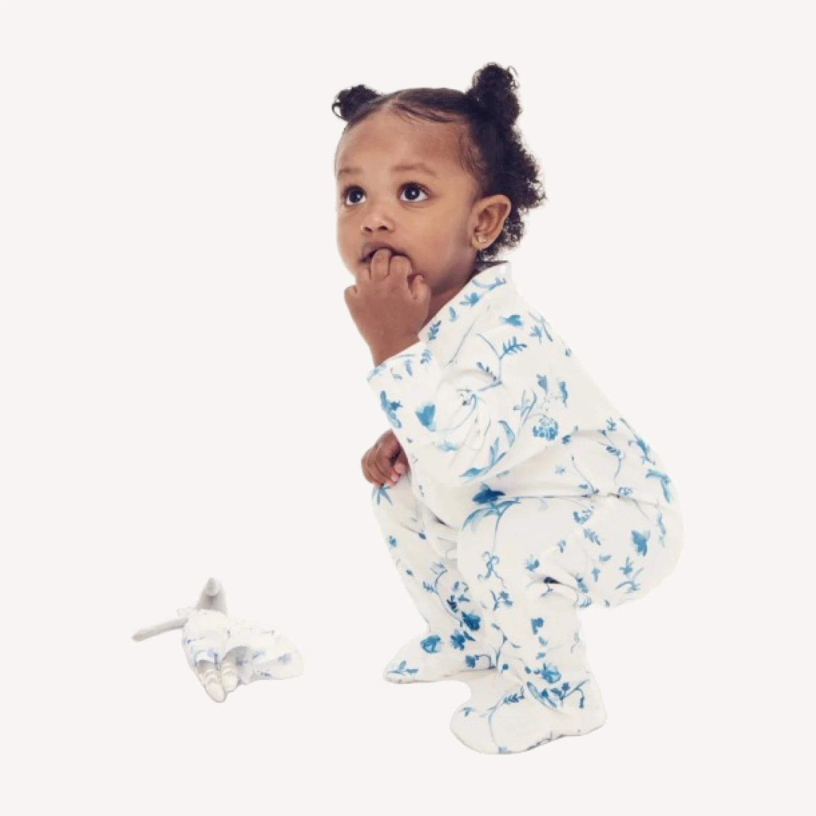 The Footie Pajama - Blue Botanical