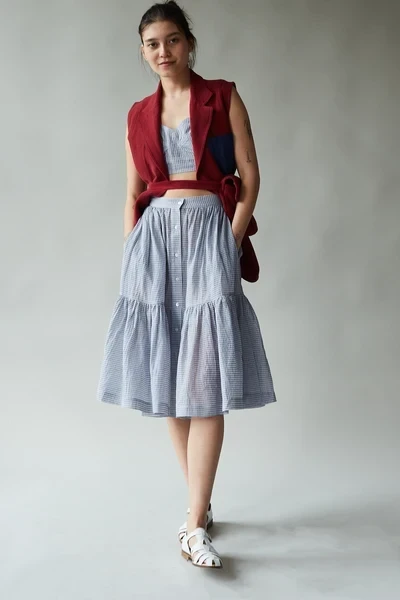DAHLIA SKIRT | BLUE GINGHAM VOILE