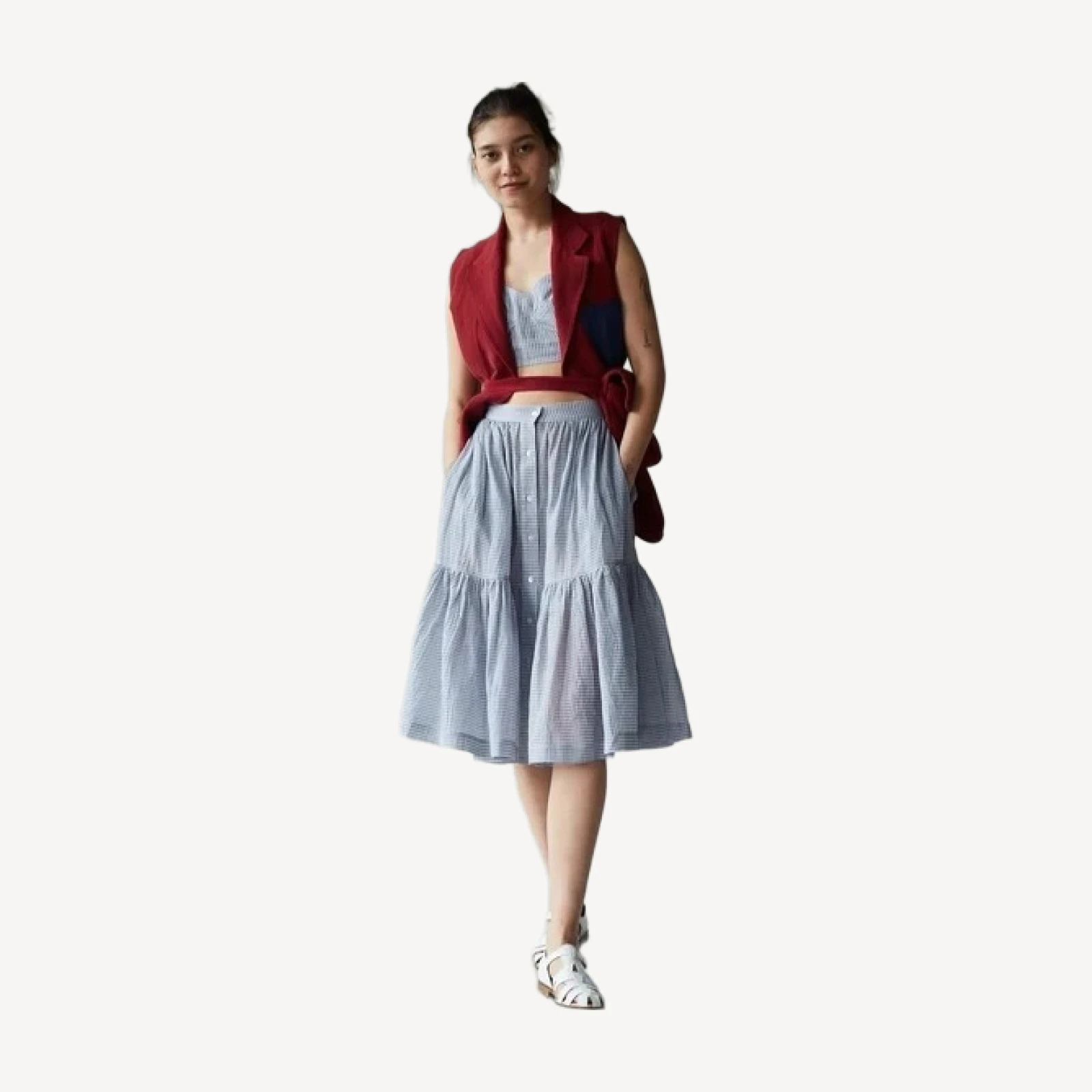 DAHLIA SKIRT | BLUE GINGHAM VOILE