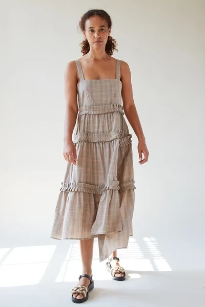 ALAYNE DRESS | MUSHROOM SKETCH PLAID