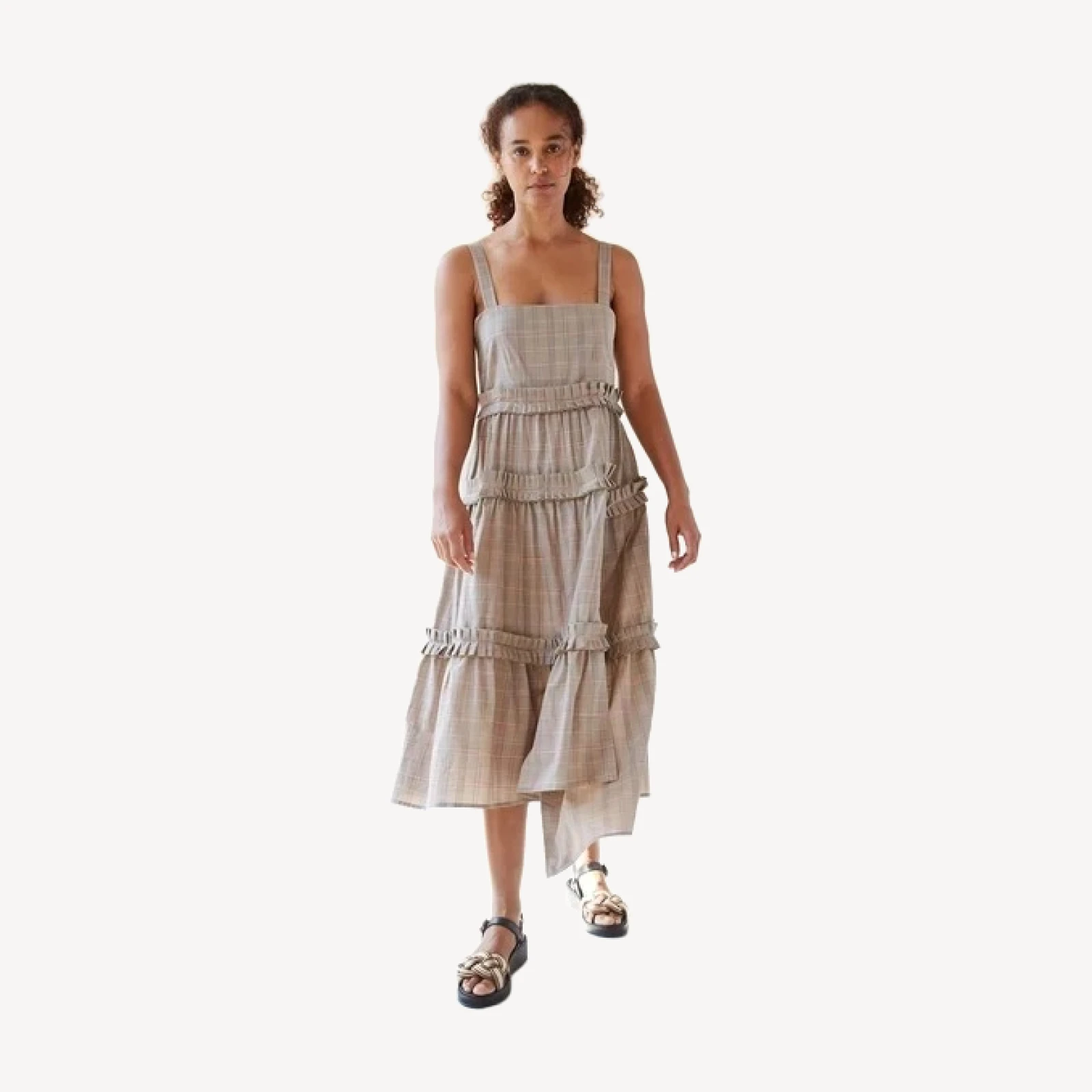 ALAYNE DRESS | MUSHROOM SKETCH PLAID