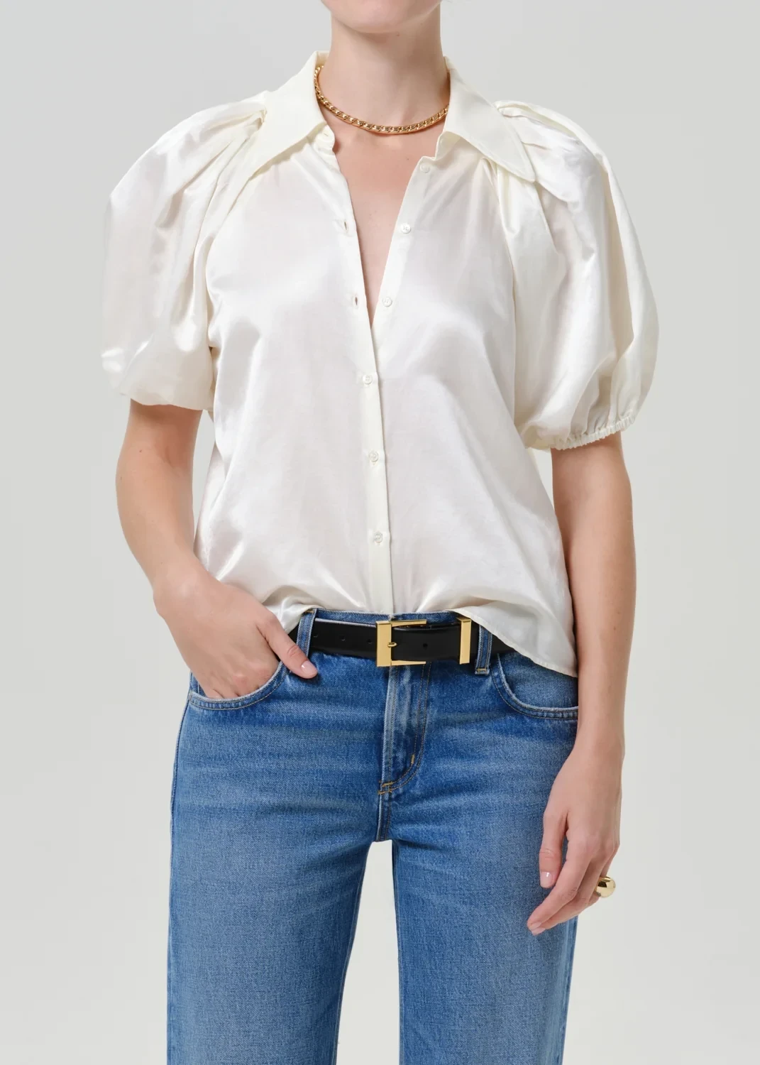 Leila Silk Cotton Blouse in Cassia