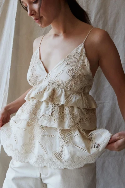 RENZO TOP | EYELET FLORAL LATTICE