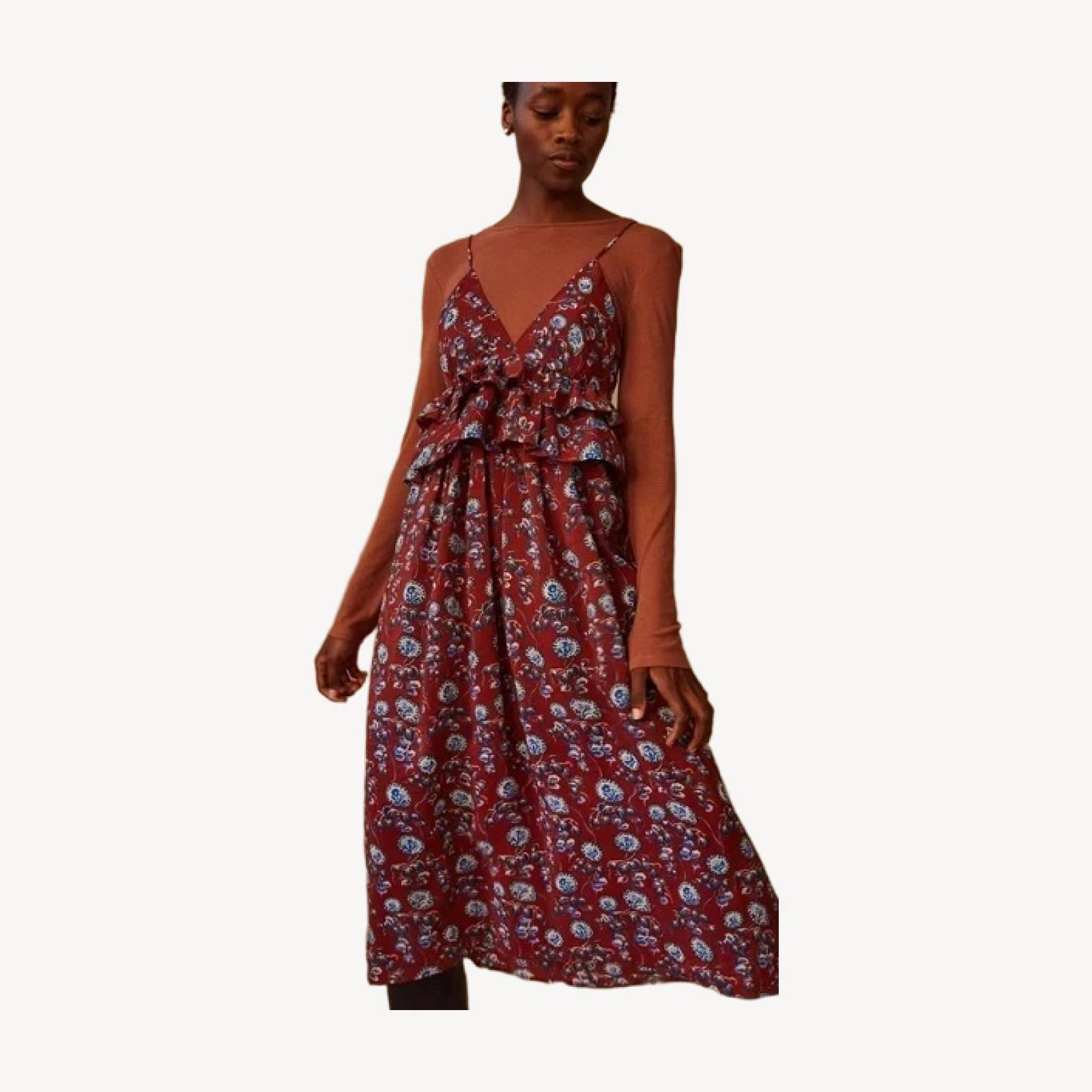 RENZO DRESS | GARNET AMOEBA FLORAL CUPRO