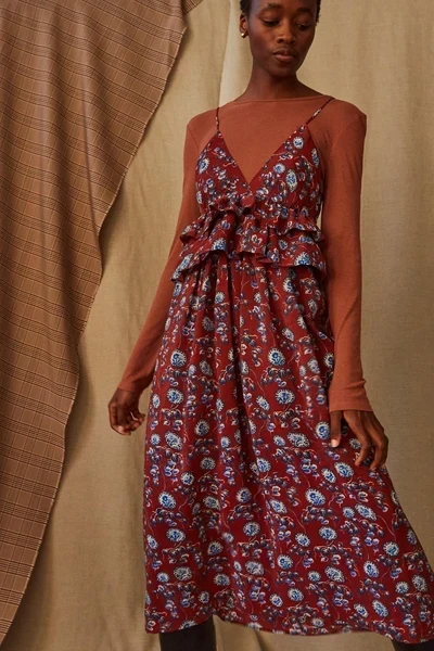 RENZO DRESS | GARNET AMOEBA FLORAL CUPRO