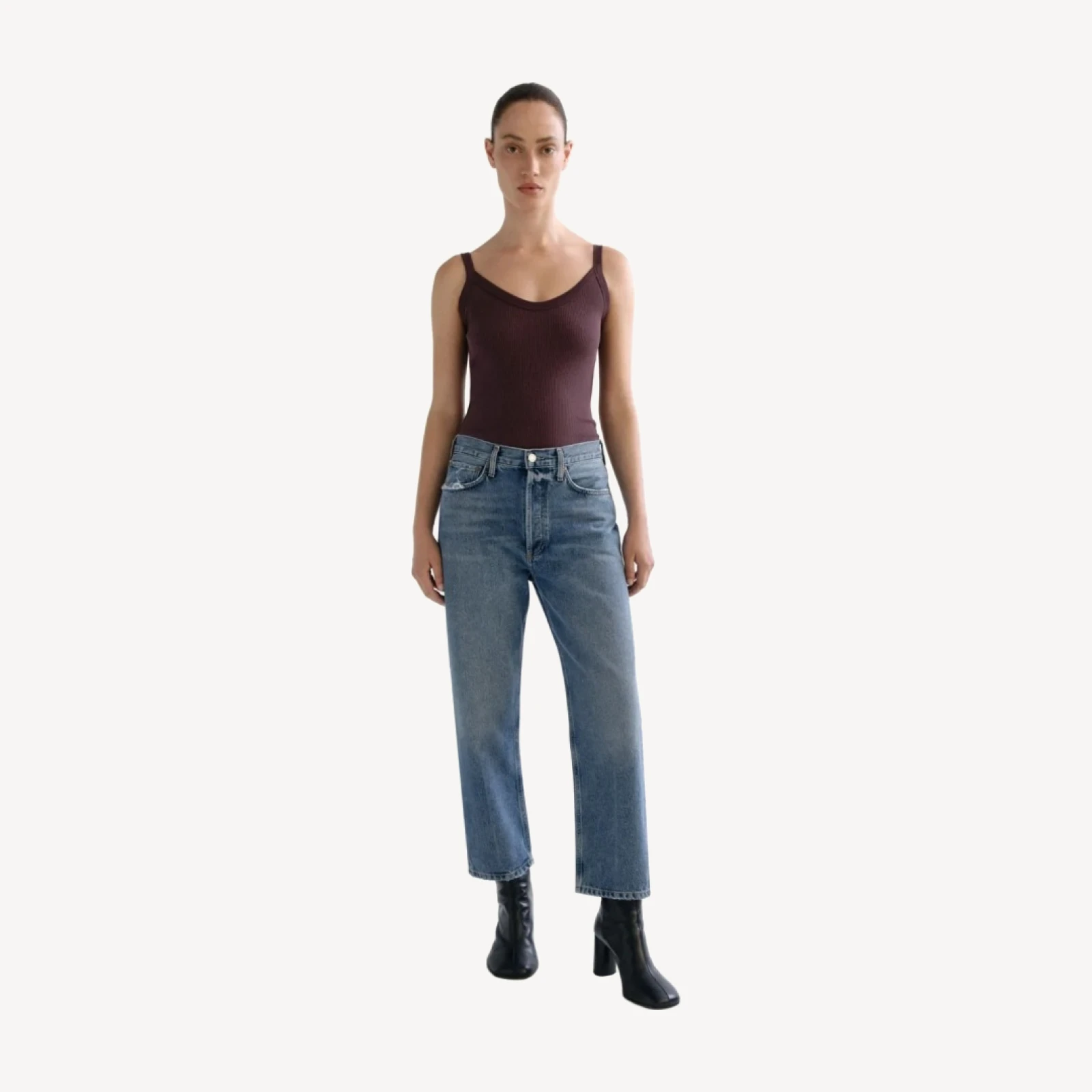 90's Crop Mid Rise Straight in Hooked
