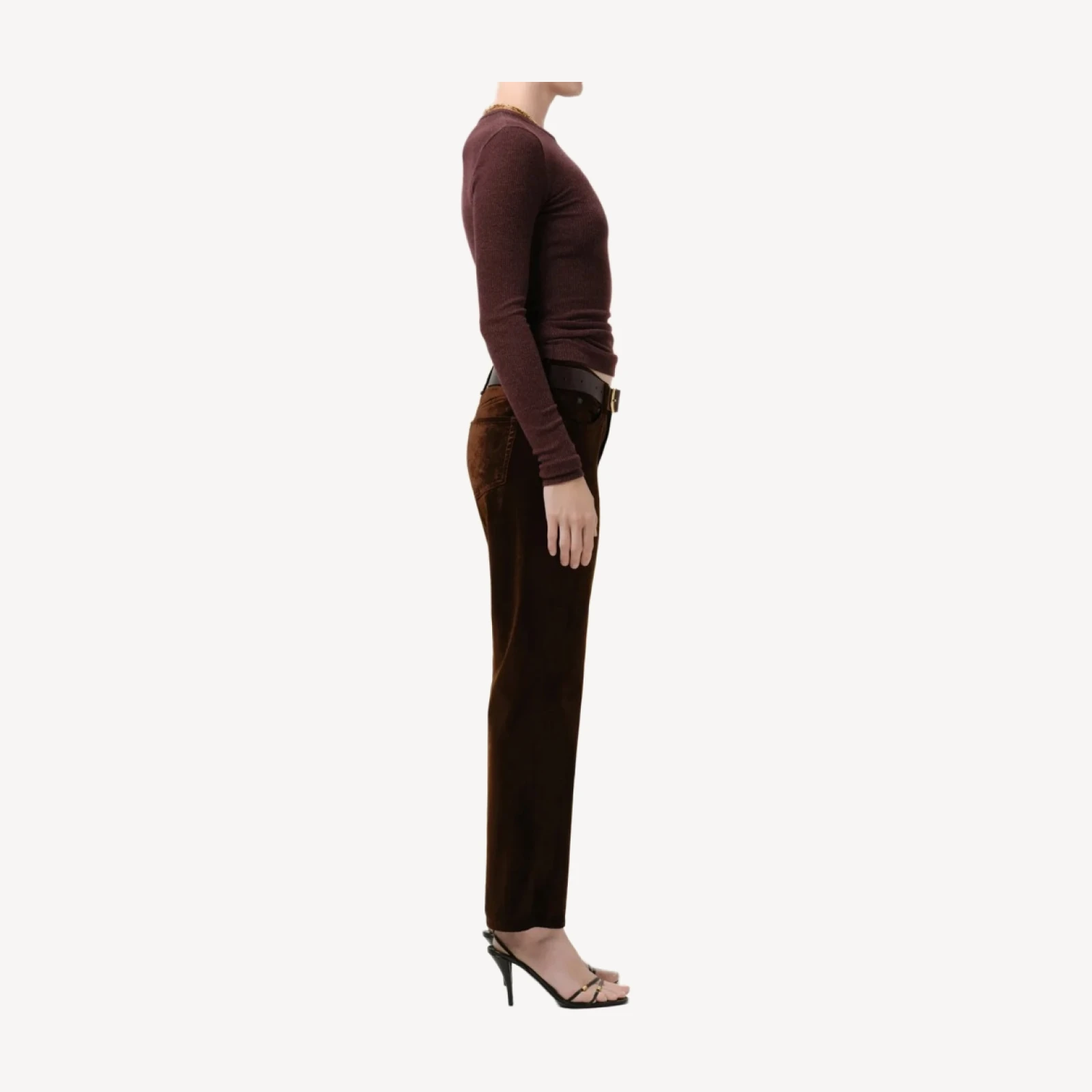 Anissa Stretch Velvet Straight Leg in Caramel