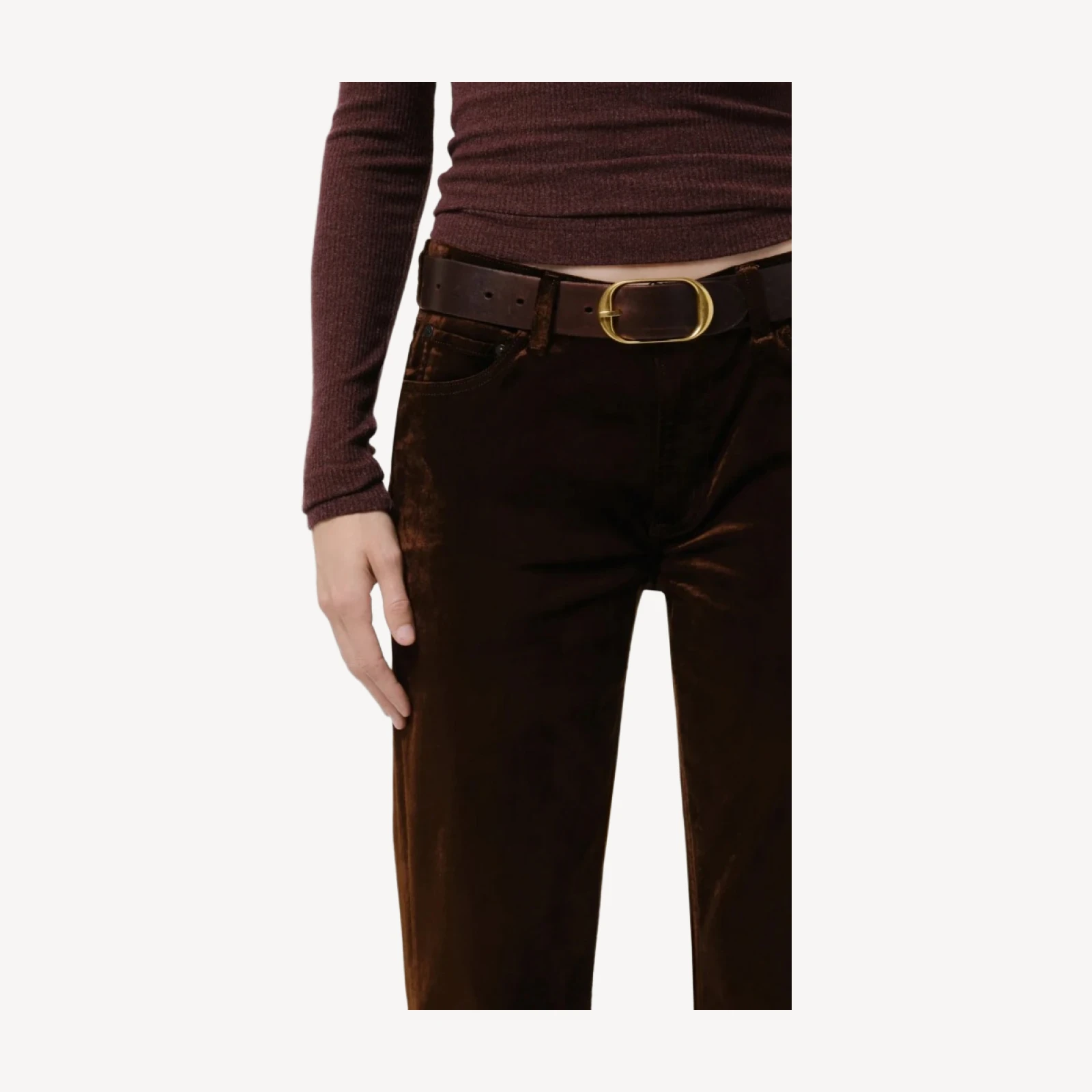 Anissa Stretch Velvet Straight Leg in Caramel