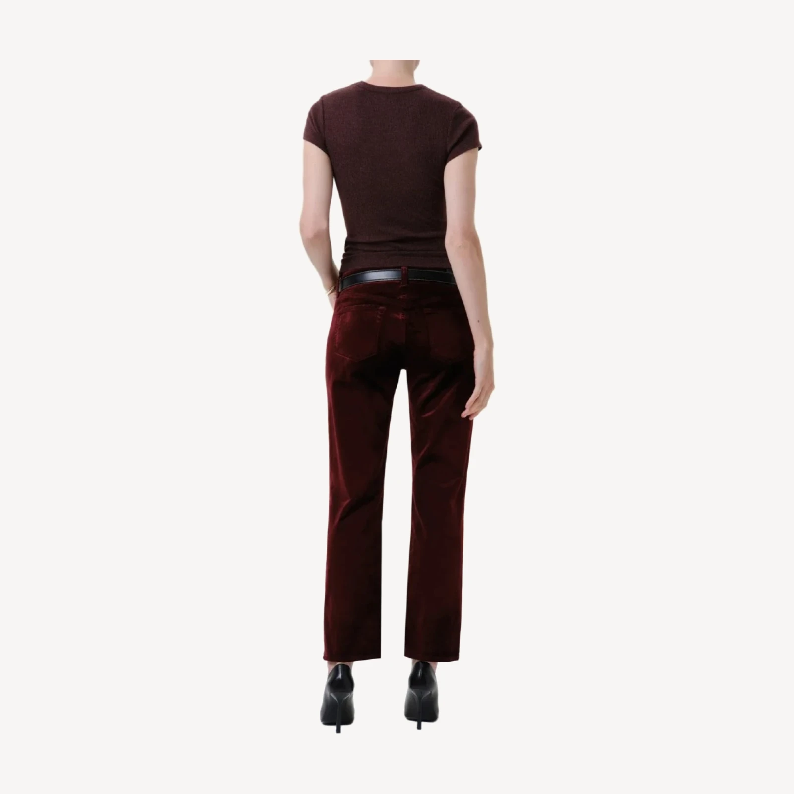 Anissa Stretch Velvet Straight Leg in Chambord
