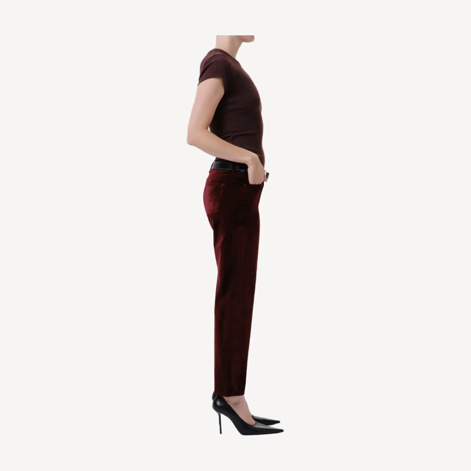 Anissa Stretch Velvet Straight Leg in Chambord