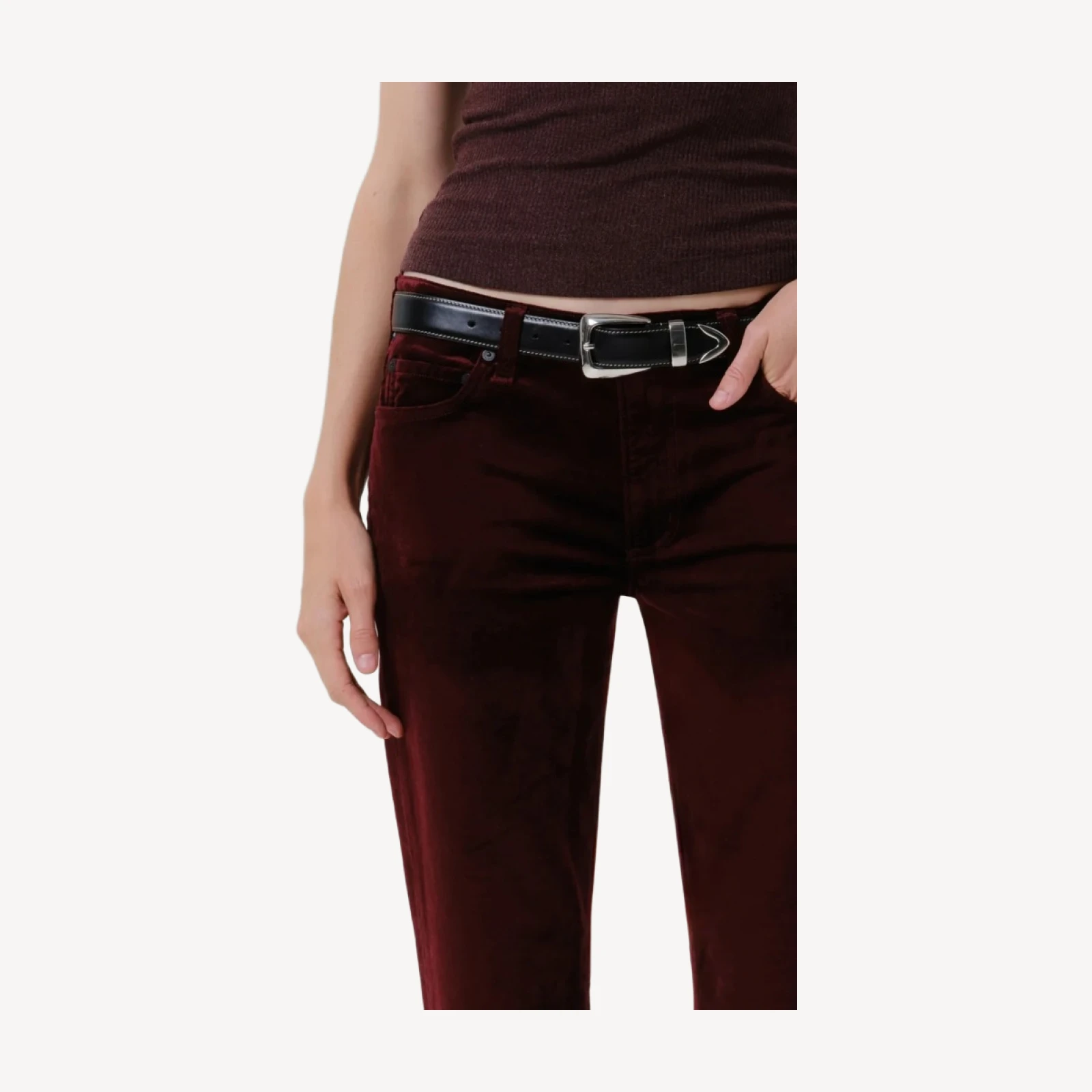 Anissa Stretch Velvet Straight Leg in Chambord