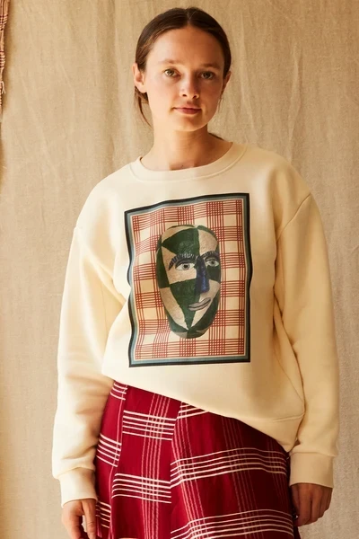 THEO SWEATSHIRT | MASK PRINT CREAM JERSEY