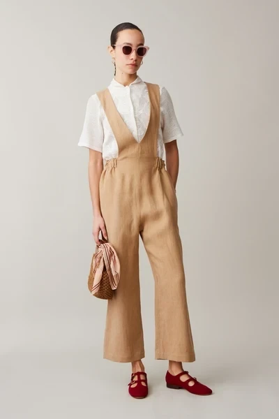 JERRY JUMPSUIT | OCHRE LINEN SUITING