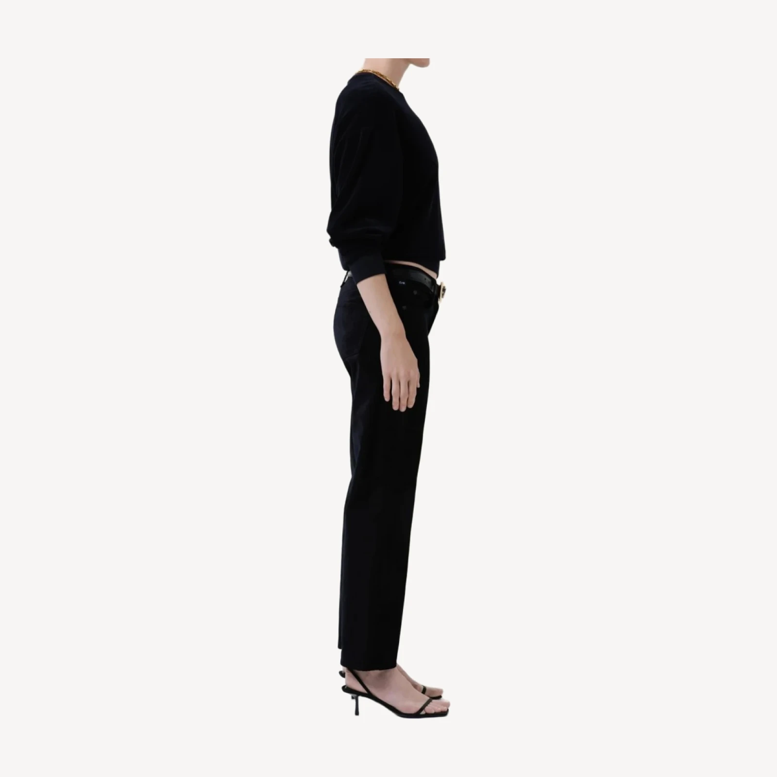 Anissa Stretch Velvet Straight Leg in Onyx