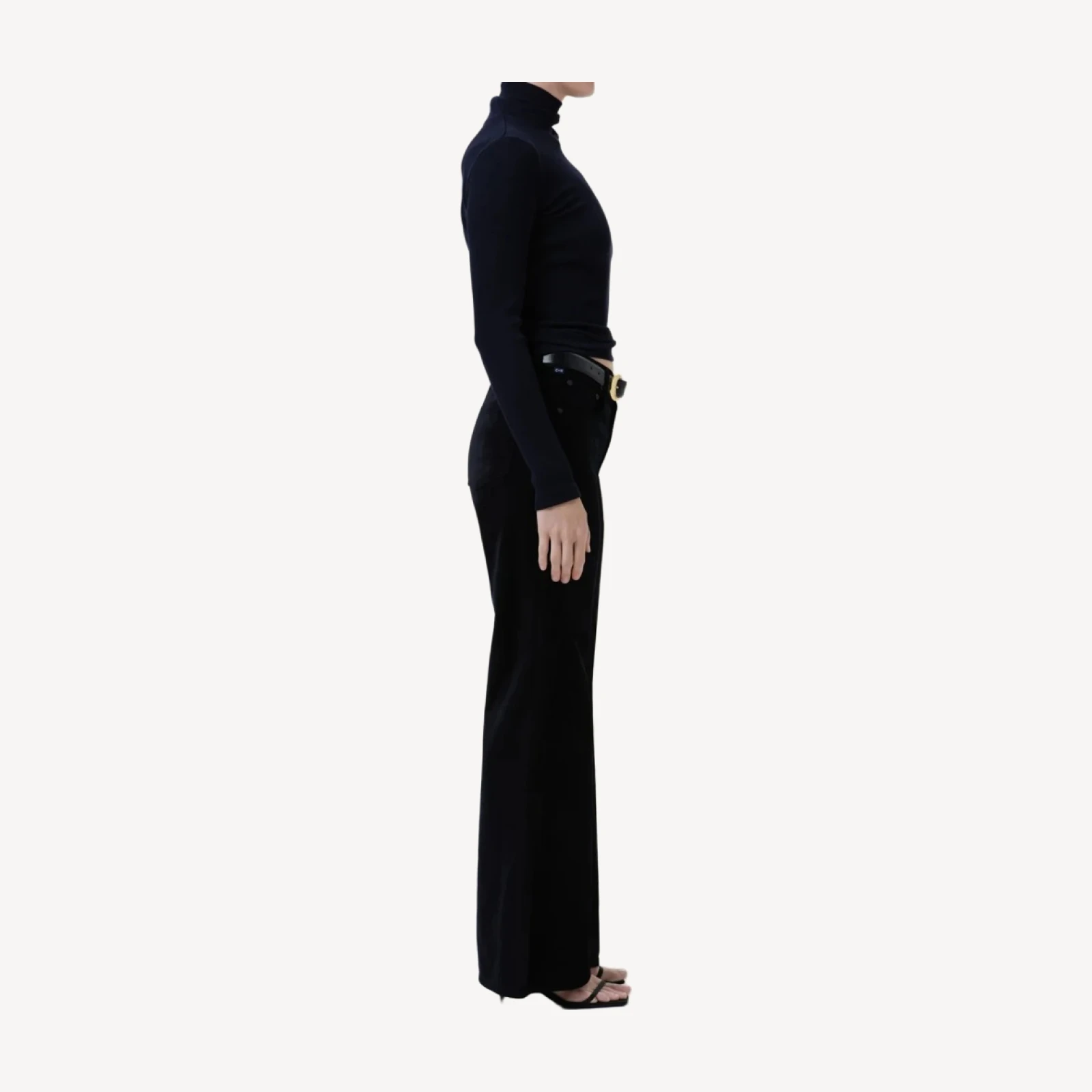 Kimberly 70's Stretch Velvet Flare in Onyx