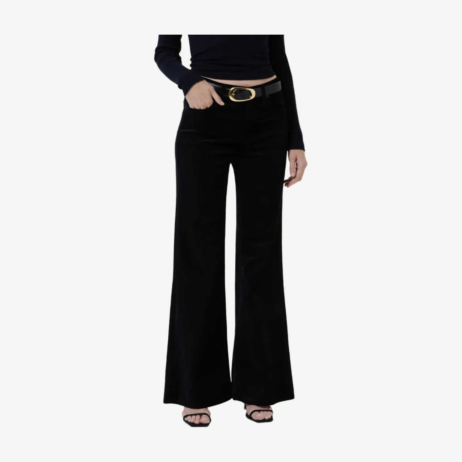Kimberly 70's Stretch Velvet Flare in Onyx