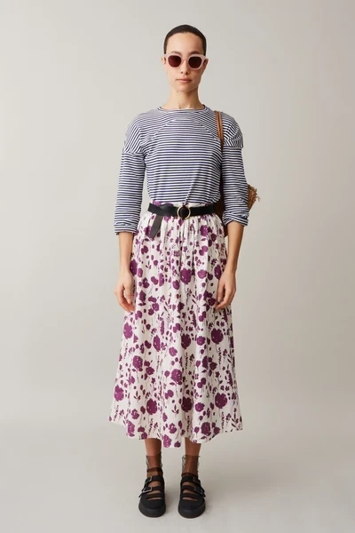 RITA SKIRT | PLUM FLOATING FLORAL LINEN