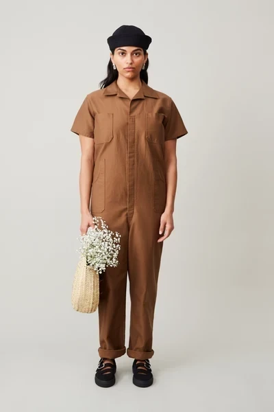CRAWFORD JUMPSUIT | COCOA SATIN TWILL