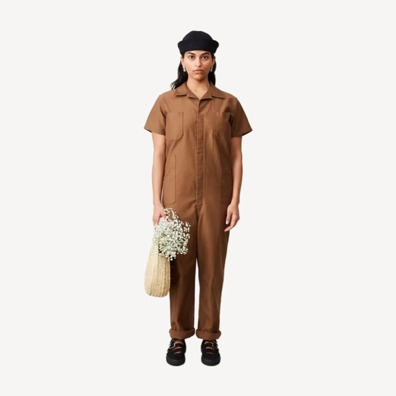 CRAWFORD JUMPSUIT | COCOA SATIN TWILL