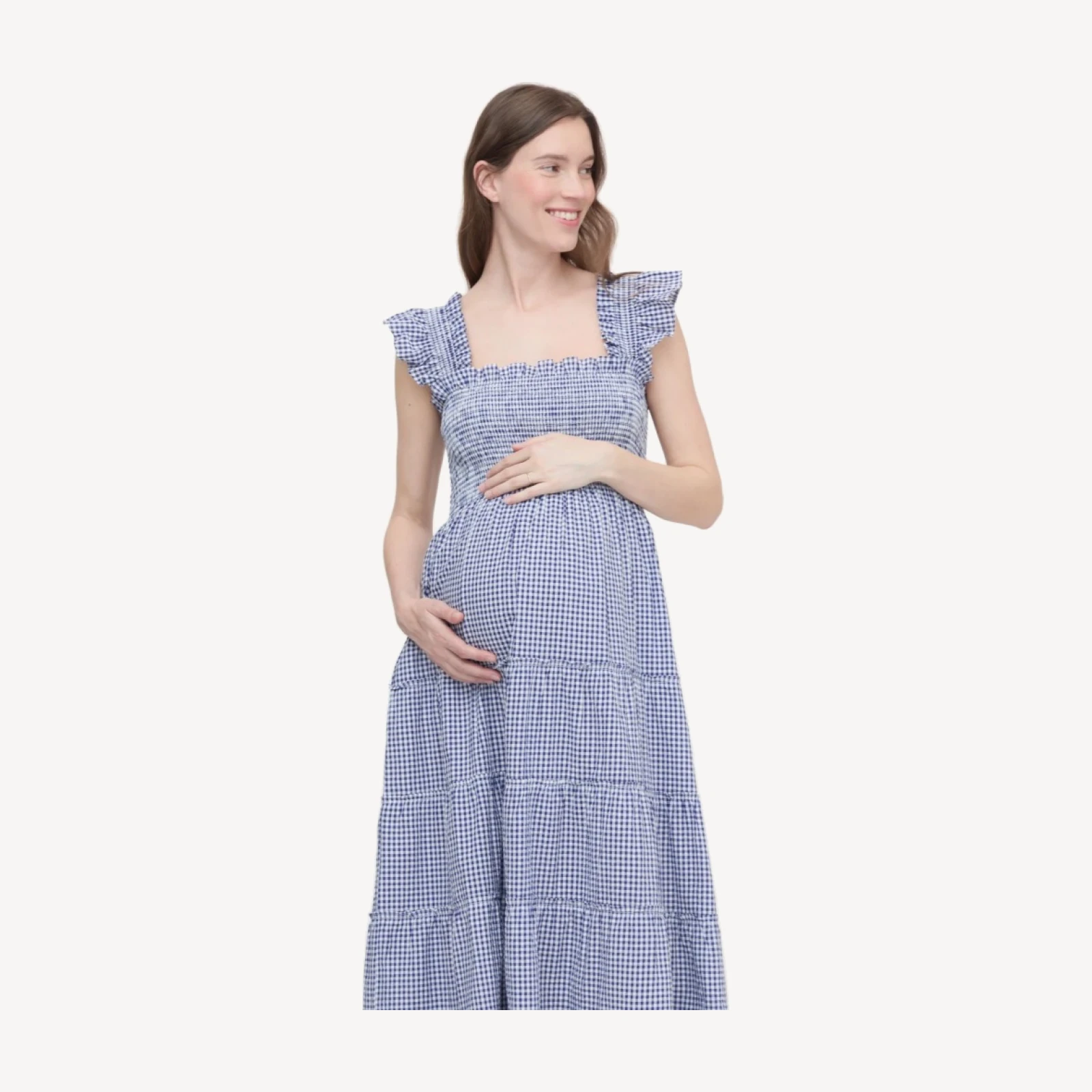 The Maternity Ellie Maxi Nap Dress - Navy Gingham