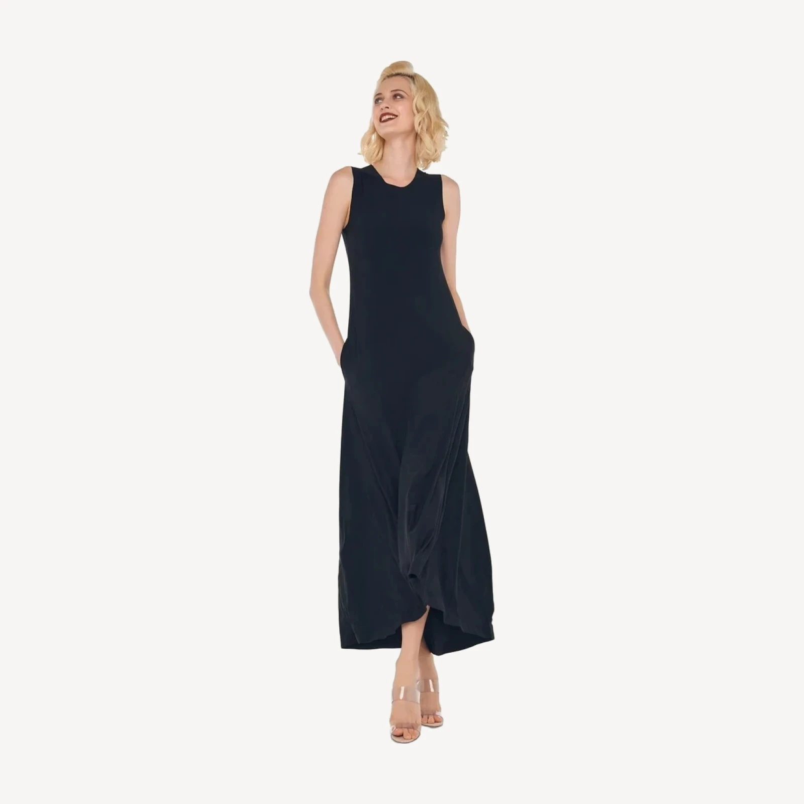 SLEEVELESS LONG SWING DRESS