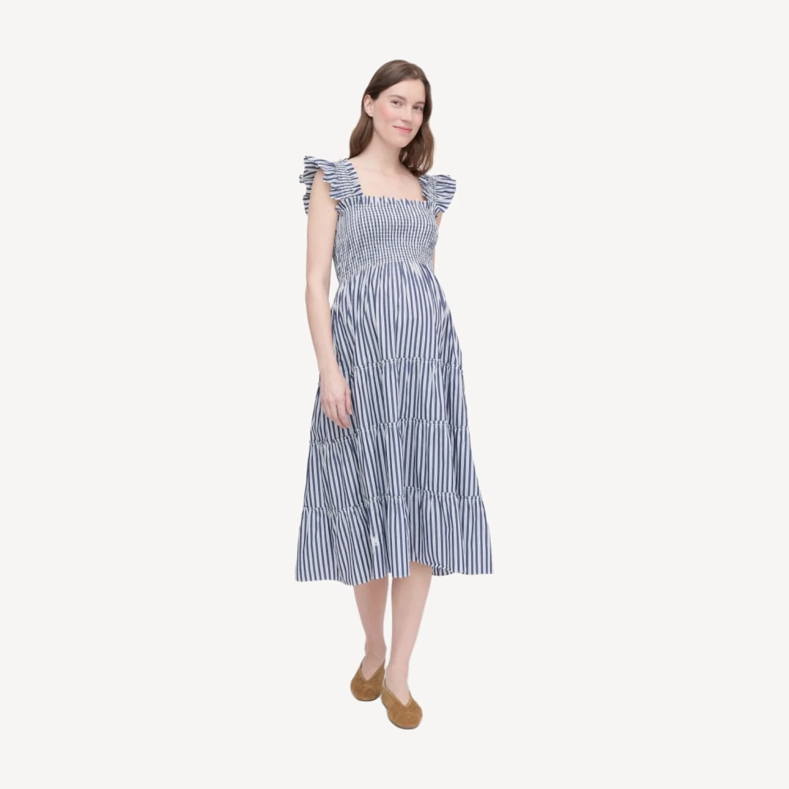 The Maternity Ellie Nap Dress - Navy Stripe