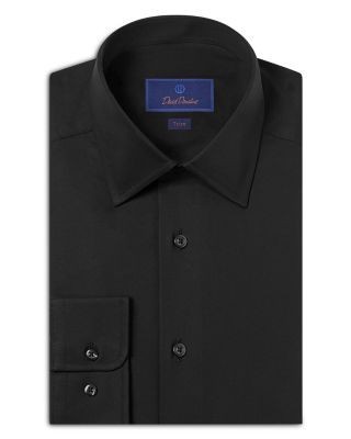 David Donahue Trim Fit Super Fine Twill Dress Shirt