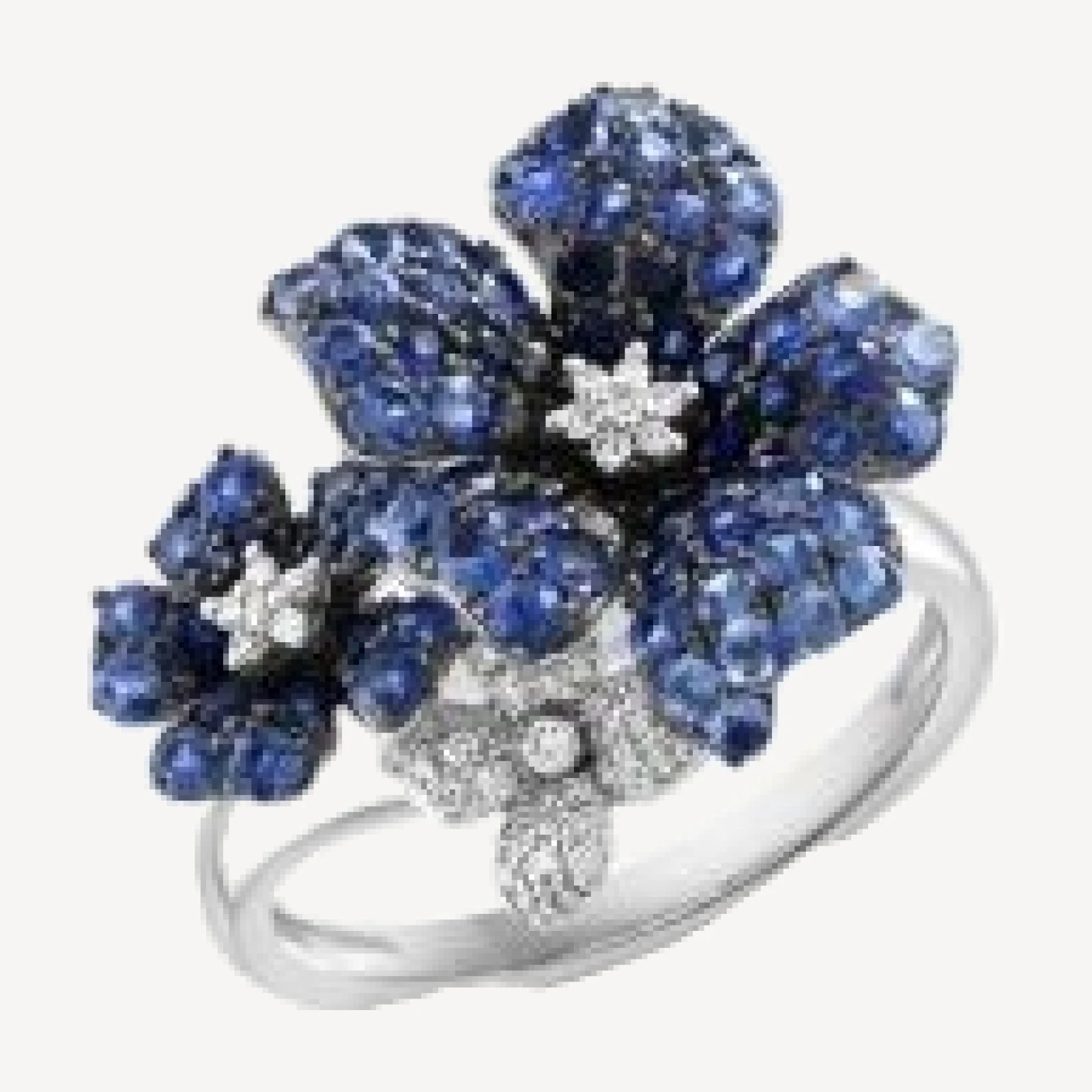 Bloomingdale's Fine Collection Blue Sapphire & Diamond Flower Ring in 14K White Gold