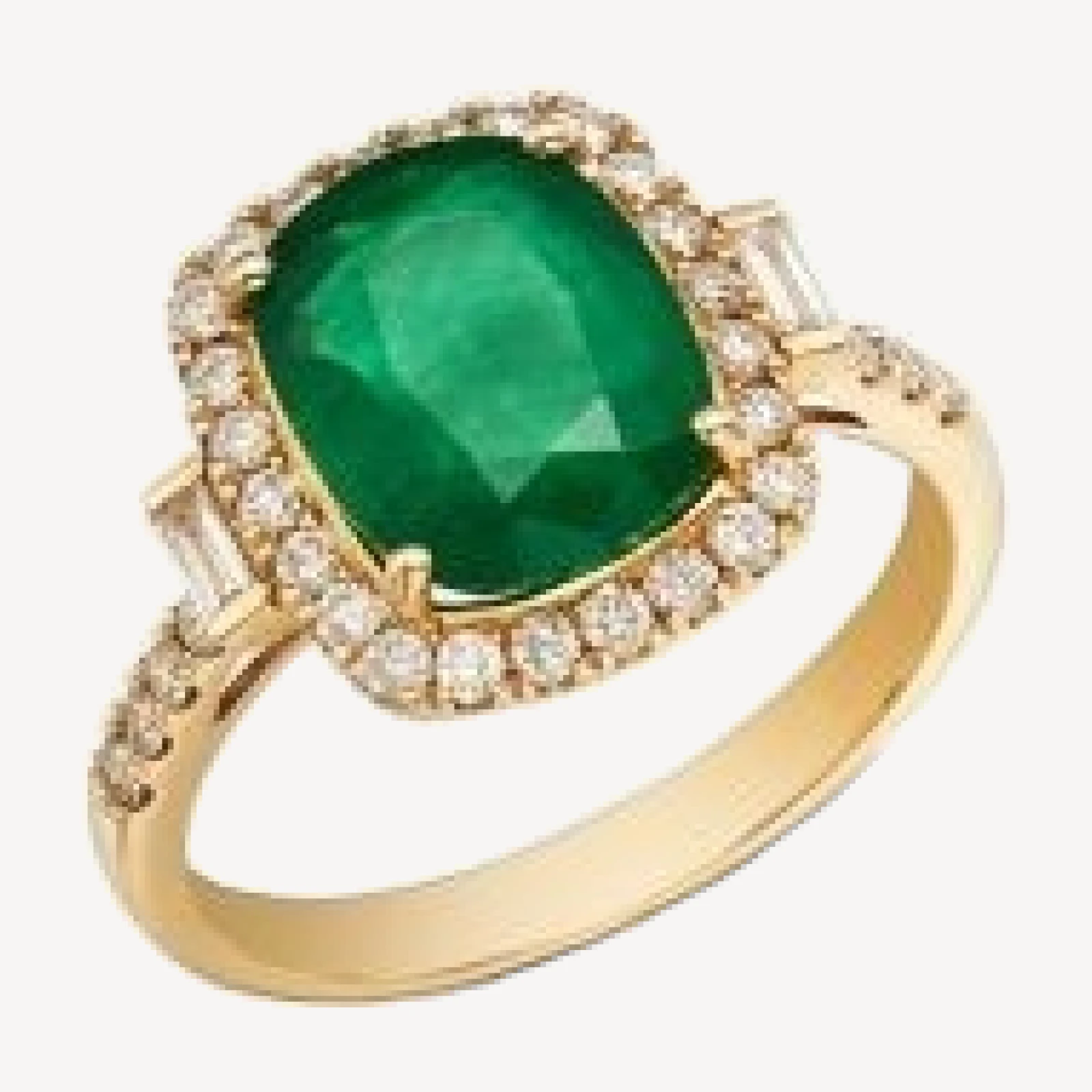 Bloomingdale's Fine Collection Emerald & Diamond Halo Ring in 14K Yellow Gold