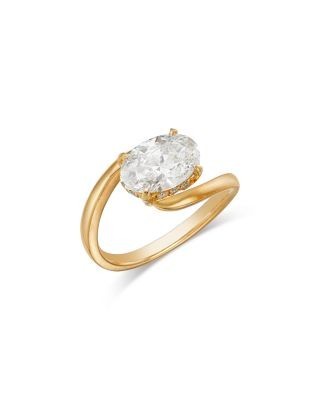 Bloomingdale's Fine Collection Certified Lab Grown Diamond Oval Solitaire Ring in 14K Yellow Gold, 2.0 tcw