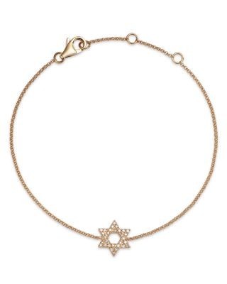 Bloomingdale's Fine Collection Diamond Star of David Chain Bracelet in 14K Gold, 0.14 tcw